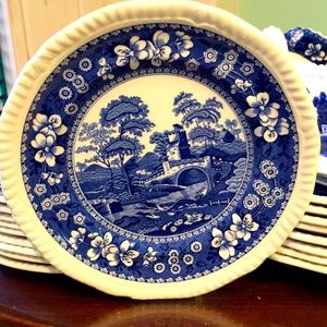 - Vintage Copeland blue Spode transfer Ware dessert or bread plate set 5